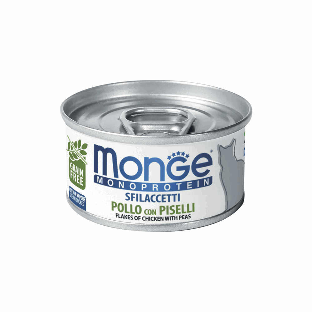Monge Cat Sfilaccetti pollo piselli - happy4pets.it