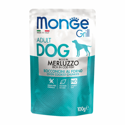 Monge Grill dog adult ricco in Merluzzo - happy4pets.it