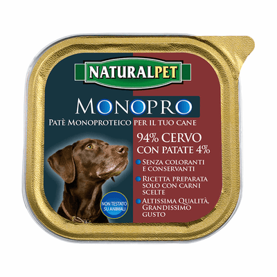 Naturalpet Patè Monopro cervo patate - happy4pets.it 